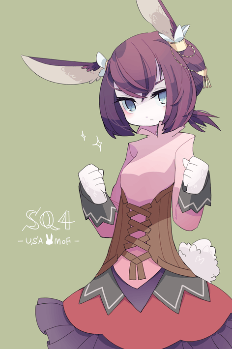 1girl animal_ears atlus blue_eyes body_fur brown_hair etrian_odyssey female_focus furry furry_female mononofu_(sekaiju) mononofu_4_(sekaiju) rabbit_ears rabbit_girl rabbit_tail sekaiju_no_meikyuu sekaiju_no_meikyuu_4 skirt solo tail yokoe_(mealtime)