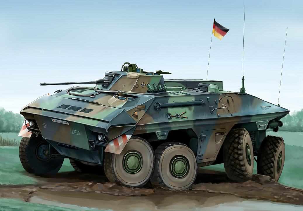 armored_personnel_carrier armored_vehicle autocannon bundeswehr cannon cross field german_flag iron_cross kcme luchs military motor_vehicle mud no_humans original smoke_grenade_launcher spaehpanzer_luchs turret vehicle_focus