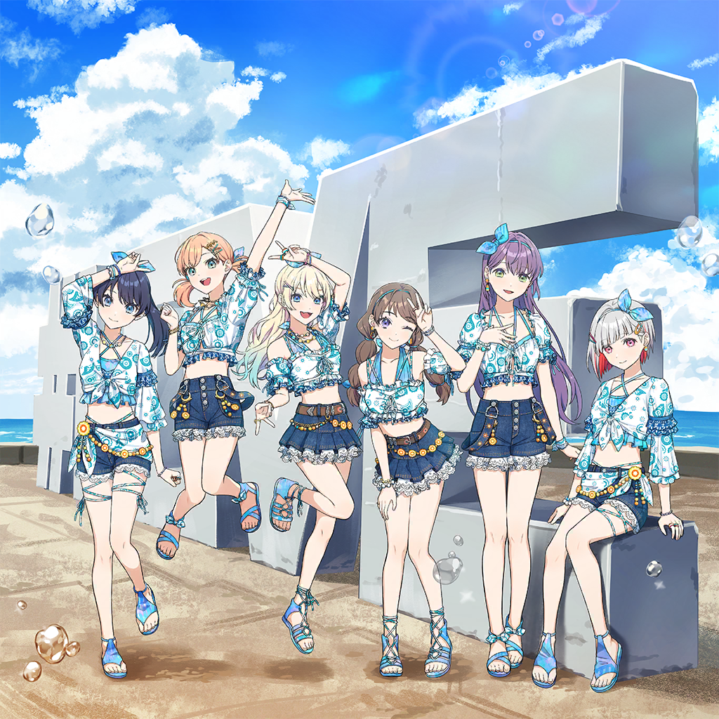 6+girls :d album_cover aqua_eyes arm_at_side arm_up arms_at_sides bead_necklace beads belt bikini bikini_top_only blonde_hair blue_bikini blue_bow blue_eyes blue_footwear blue_hair blue_hairband blue_sky bow bow_hairband brown_belt brown_hair cloud colored_inner_hair cover criss-cross_halter cross-laced_bikini cross-laced_clothes dark_blue_hair denim denim_shorts denim_skirt detached_sleeves diagonal_bangs earrings fang flower frilled_bikini_top fujishima_megumi full_body game_cg gradient_hair green_eyes gyaru_v hair_ornament hairband halterneck hand_on_own_chest hand_on_own_head hand_on_own_thigh heart heart_earrings high_ponytail hinoshita_kaho idol_clothes jewelry jumping lace lace-trimmed_shorts lace-trimmed_skirt lace_trim leaning_forward light_blue_hair link!_like!_love_live! logo long_hair looking_at_viewer love_live! low_twintails medium_hair miniskirt multicolored_hair multiple_girls murano_sayaka natsumeki_pain necklace non-web_source official_alternate_costume official_art one_eye_closed open_mouth orange_hair osawa_rurino otomune_kozue parted_bangs pleated_skirt ponytail purple_eyes purple_hair red_eyes red_hair saino_misaki sandals shadow shirt short_hair short_sleeves shorts sidelocks sitting skirt sky sleeves_past_elbows smile standing standing_on_one_leg streaked_hair suspender_shorts suspenders swept_bangs swimsuit textless_version twintails uniform v virtual_youtuber water_drop white_hair white_shirt x_hair_ornament yugiri_tsuzuri