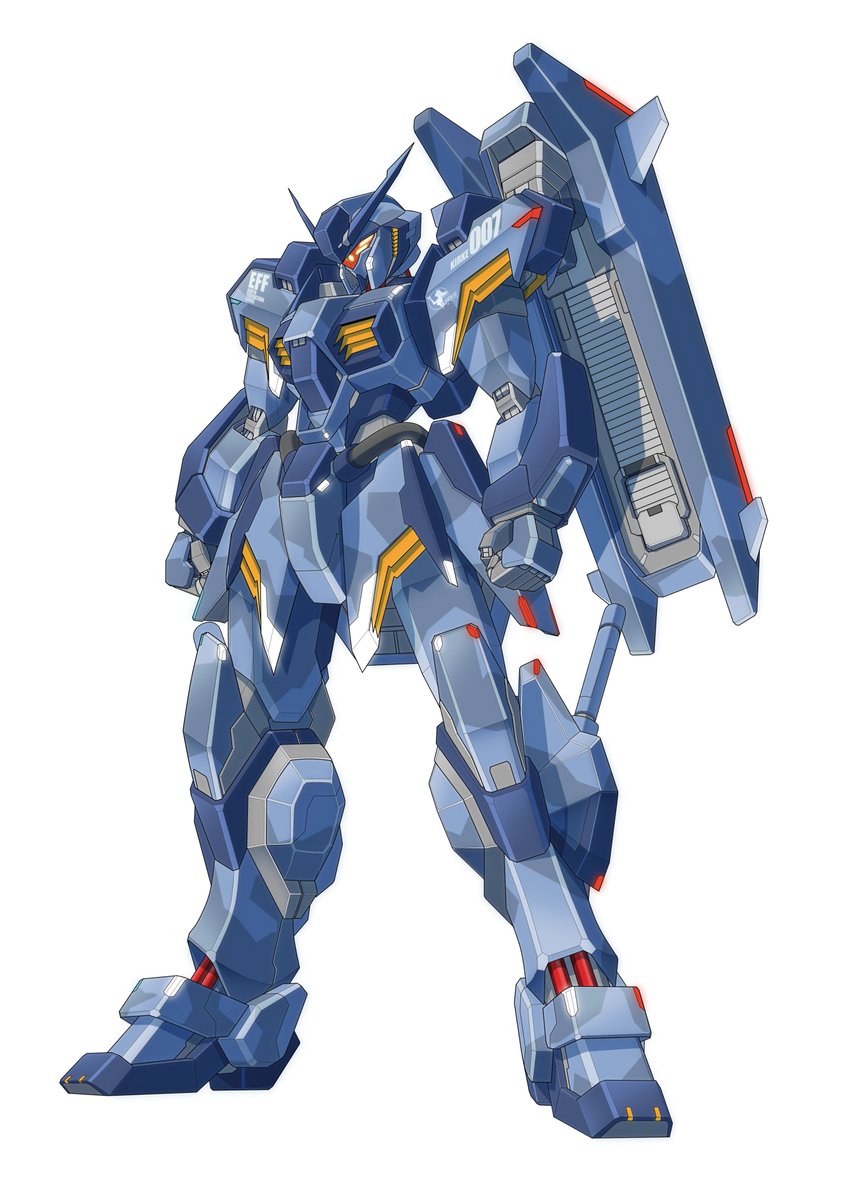 clenched_hand full_body gundam gundam_hathaway&#039;s_flash gustav_karl heyzan highres mecha no_humans robot simple_background standing white_background