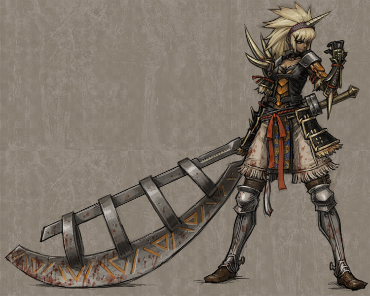 1girl alternate_color armor axe capcom espinas female_focus gauntlets horns huge_weapon kirin_(armor) meimaru_inuchiyo monster_hunter monster_hunter_(series) monster_hunter_frontier pauldrons shoulder_armor single_horn solo weapon white_hair