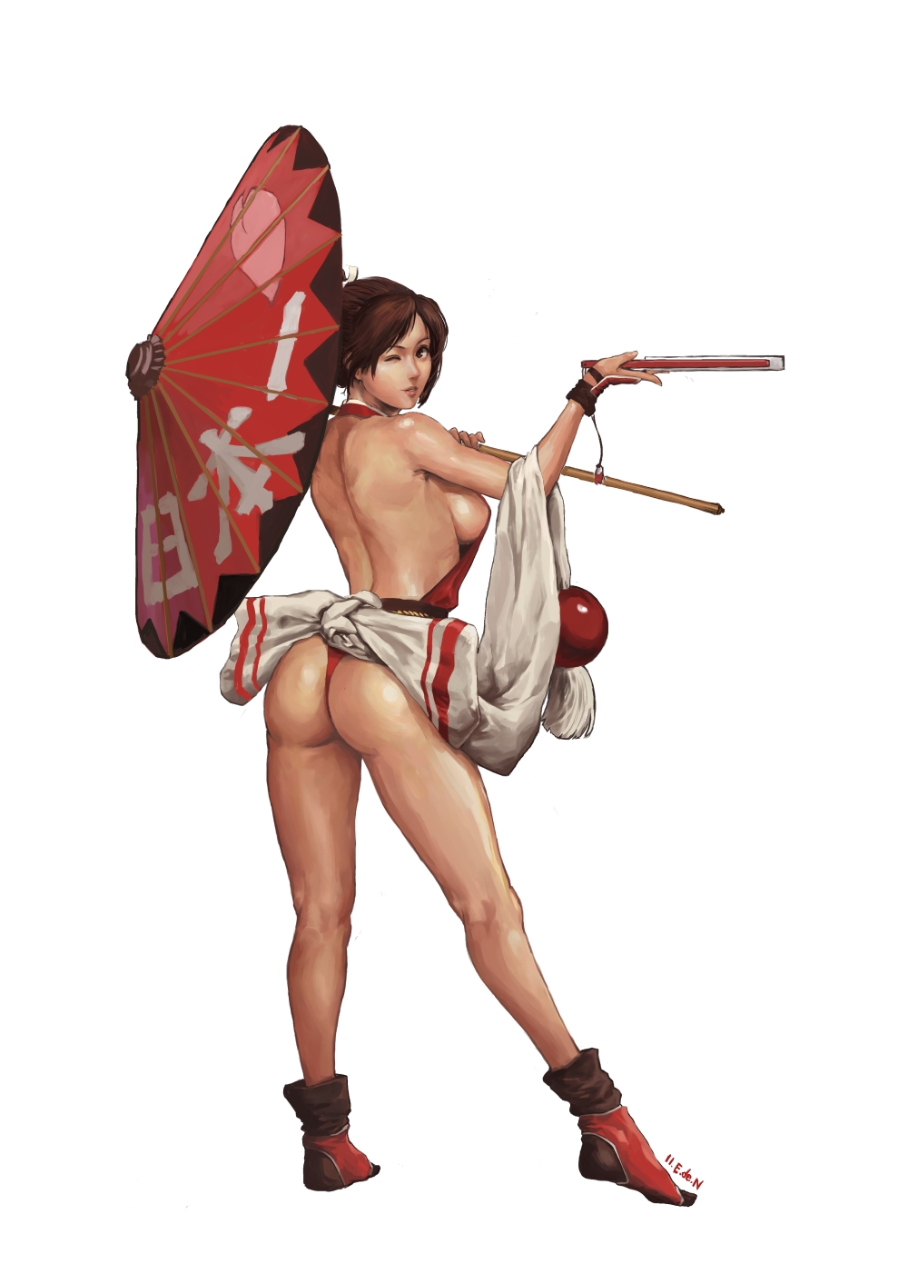 E De N Shiranui Mai Fatal Fury Snk The King Of Fighters Highres 1girl Arched Back Ass
