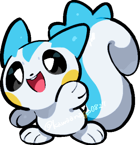 animal_focus bad_id bad_pixiv_id chibi chibi_only commentary_request creatures_(company) game_freak gen_4_pokemon hand_up happy kawaanago lowres nintendo no_humans open_mouth pachirisu pokemon pokemon_(creature) solo squirrel white_background