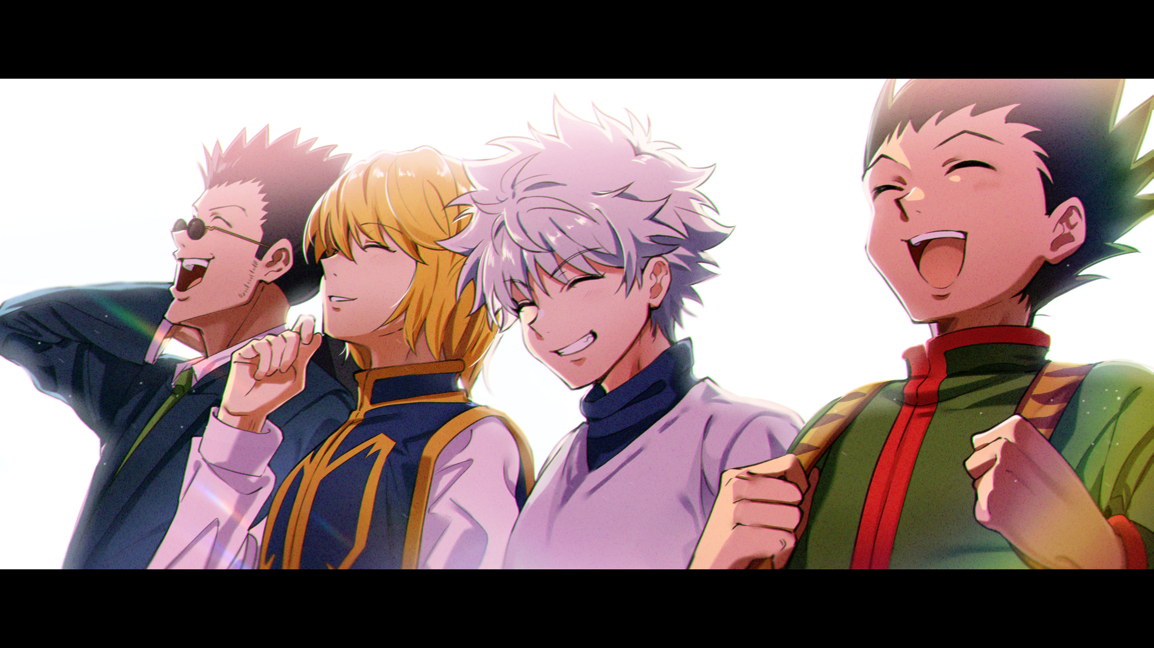 killua zoldyck, gon freecss, kurapika, and leorio paladiknight (hunter x  hunter) drawn by toma25252