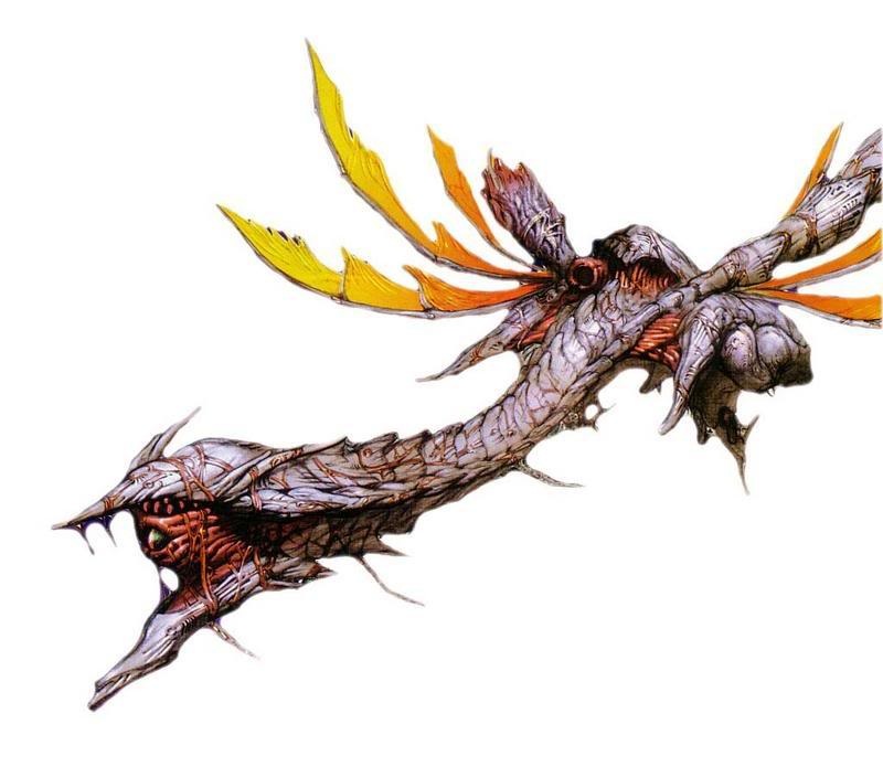 cannon divine_dragon dragon extra_eyes game_console grey_theme long_neck official_art shinryu teeth the_legend_of_dragoon wings