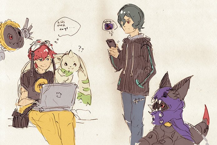 aiba_takumi appmon digimon digimon_story:_cyber_sleuth digimon_universe:_appli_monsters garmmy hackmon_(appmon) hagurumon katsura_rei terriermon