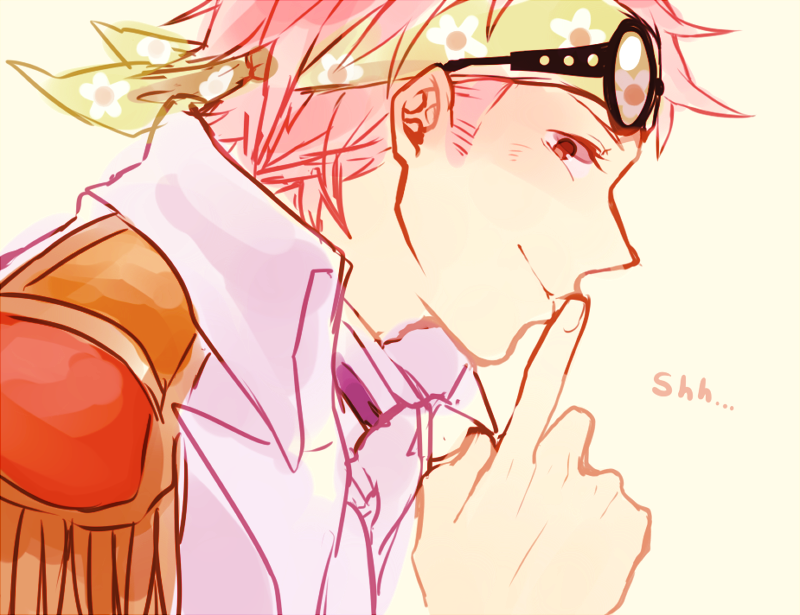 1boy koby_(one_piece) eyewear_on_head glasses headband mako1124 male_focus one_piece pink_hair profile solo