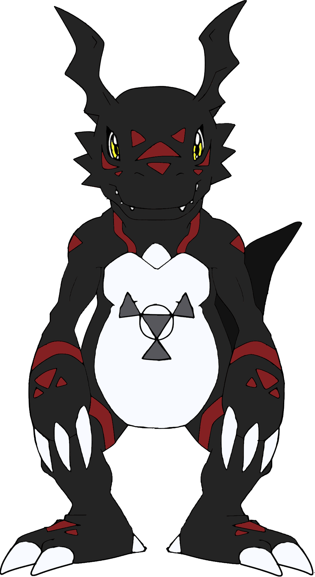 blackguilmon claws digimon digimon_(creature) digital_hazard highres looking_at_viewer solo transparent_background yellow_eyes