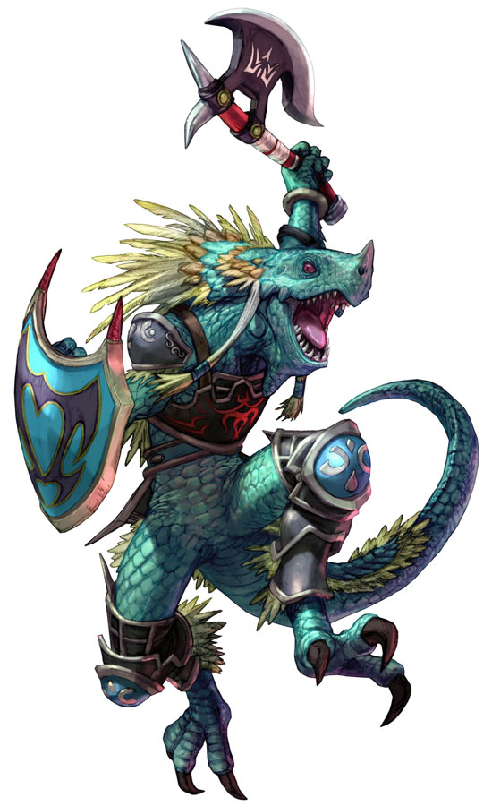 aeon_calcos armor axe claws fangs feathers furry furry_male lizardman lizardman_(soulcalibur) namco official_art red_eyes scales shield soul_calibur soulcalibur soulcalibur_iii weapon