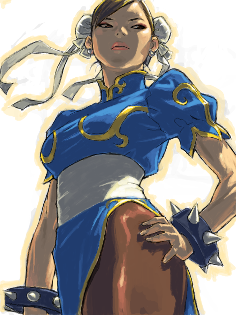 1girl capcom chun-li female_focus mana30row simple_background solo street_fighter tagme