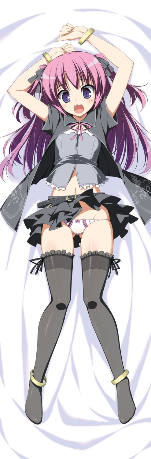 black_legwear dakimakura_(medium) highres long_hair lowleg lowleg_panties navel original panties purple_hair skirt suzuri tagme thighhighs underwear