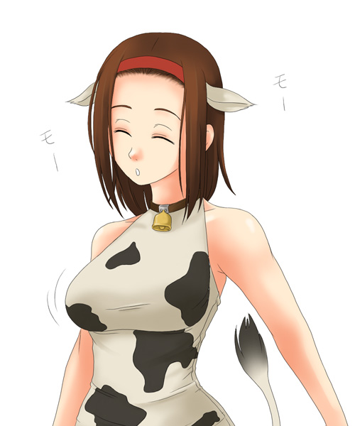 00s 1girl animal_ears animal_print bell cow_ears cow_girl cow_print cowbell female_focus maria-sama_ga_miteru solo torii_eriko toshifumi