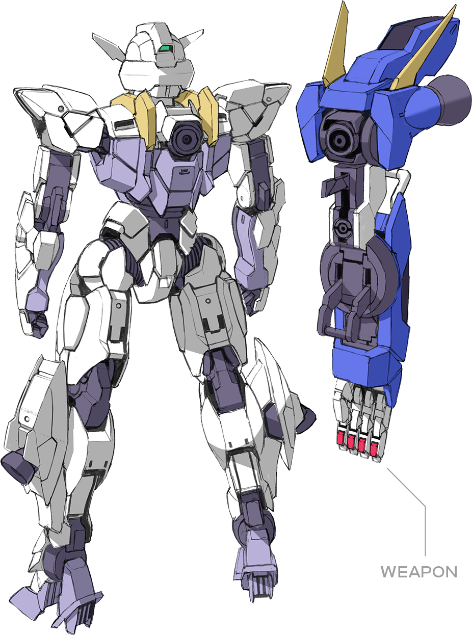 clenched_hands disembodied_hand from_behind full_body gundam gundam_lfrith_jiu gundam_suisei_no_majo gundam_suisei_no_majo:_vanadis_heart highres mecha official_art open_hand robot science_fiction sekinishi_ryouji thrusters transparent_background v-fin