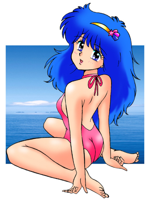 Hayami Persia Mahou No Yousei Persia 1980s Style Blue Hair Flat