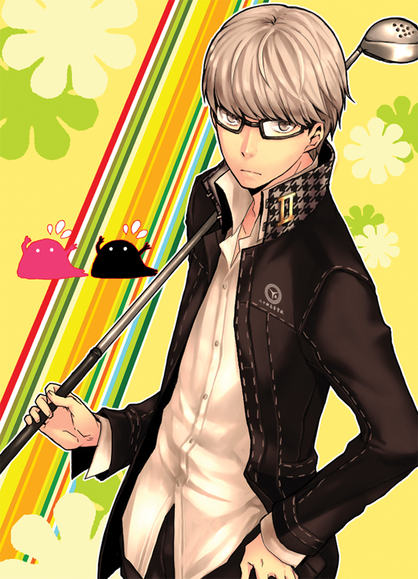 1boy atlus bad_id bad_pixiv_id glasses golf_club grey_hair male_focus narukami_yuu persona persona_4 saeuchobab school_uniform short_hair solo tonkotsu_ramen