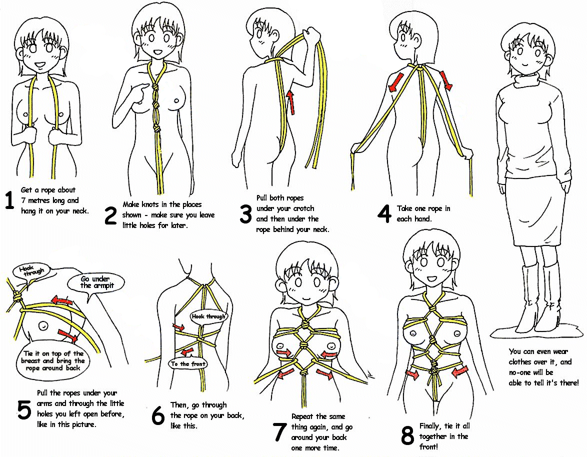 Original 1girl Bdsm Bondage Bound Breasts Character Sheet Crotch