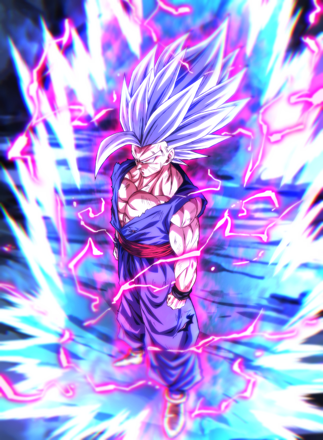 1boy aura closed_mouth dragon_ball dragon_ball_super dragon_ball_super_super_hero gohan_beast male_focus red_eyes rom_(20) short_hair son_gohan ultra_beast