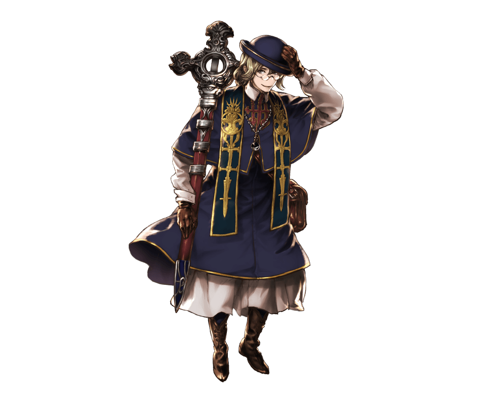 10s 1boy blonde_hair boots full_body glasses gloves granblue_fantasy hat jewelry male_focus minaba_hideo necklace official_art solo sword transparent_background weapon will_(granblue_fantasy)