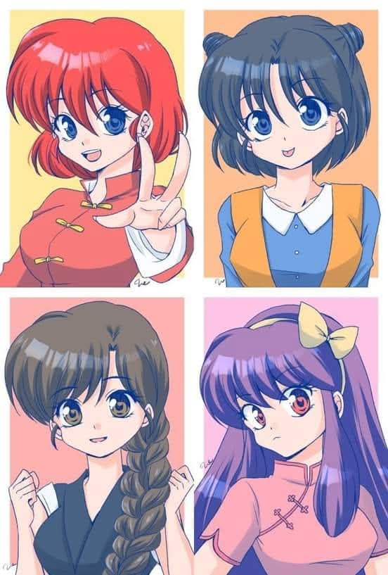 4girls kuonji_ukyou multiple_girls parody ranma-chan ranma_1/2 shampoo_(ranma_1/2) tendou_akane