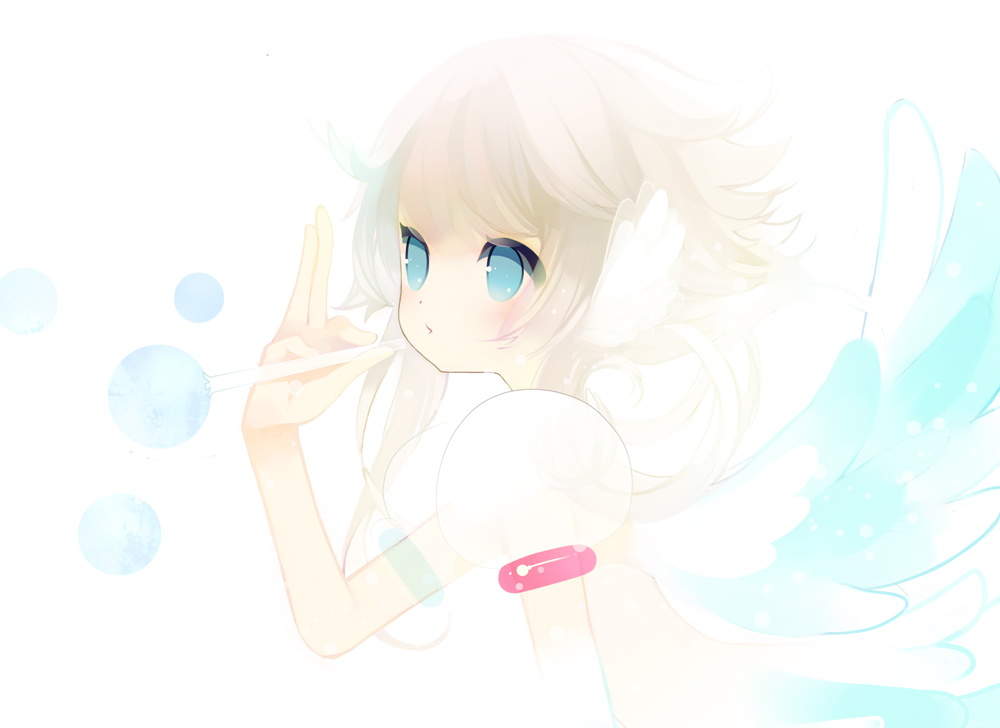 blonde_hair blue_eyes bubble original puti_devil solo tagme wings