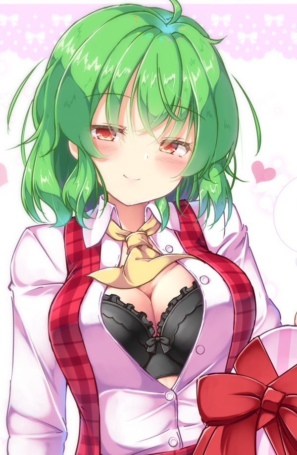 Aka Tawashi Kazami Yuuka Touhou Commentary Request 1girl Ahoge Ascot Black Bra Blush