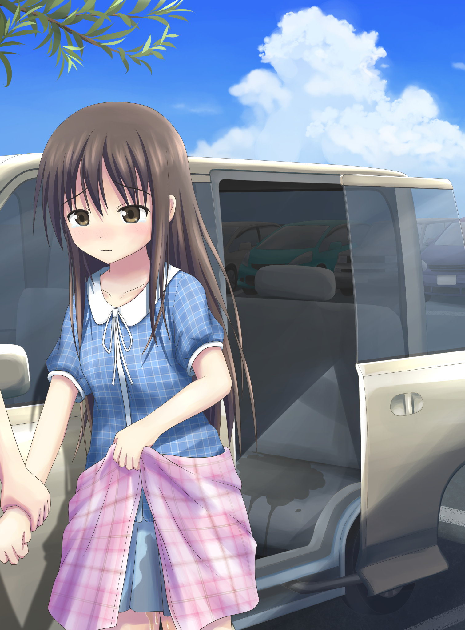 matsumatsu117, original, highres, tagme, 1girl, accident, blush, breasts,  brown hair, flat chest, loli, long hair, motor vehicle, peeing, peeing  self, restrained, small breasts, van, vehicle, wet, wet clothes - Image  View - |
