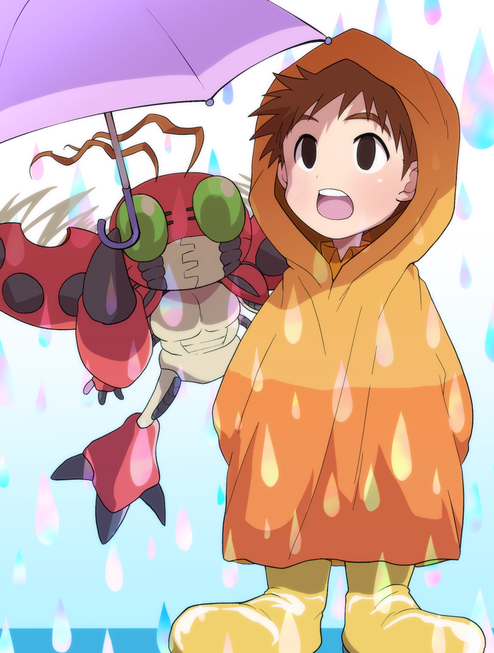 Izumi Koshiro Tentomon Digimon Highres Antennae Bug Exoskeleton No Hands Short Hair