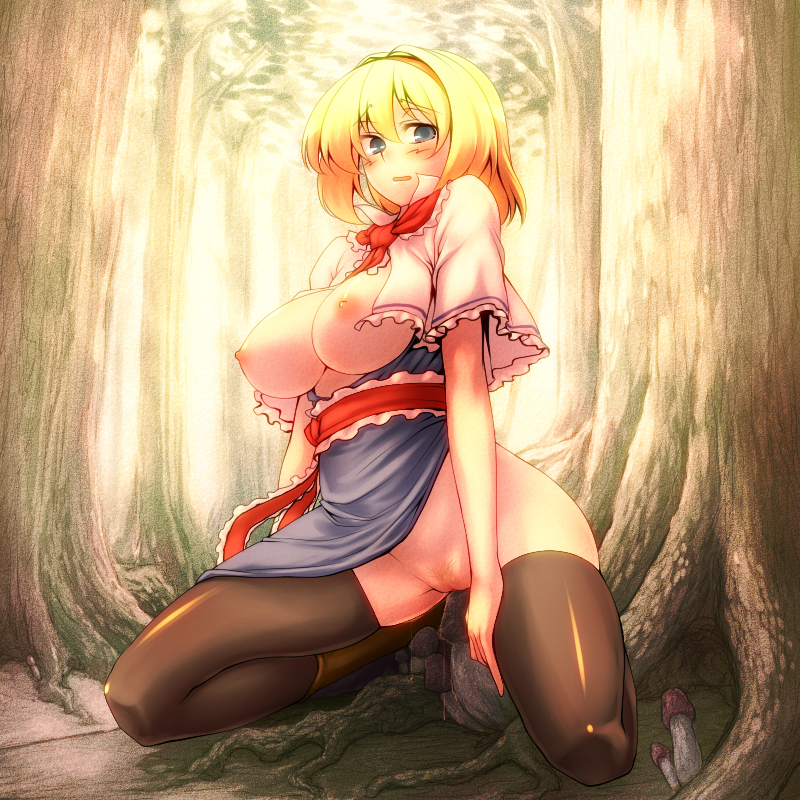 Tro Trombe Alice Margatroid Touhou 1girl Blonde Hair Blue Dress Blue Eyes Blush Boots 9621