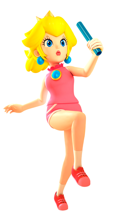 1girl 3d arm_up bare_shoulders blonde_hair blue_eyes blue_gemstone breasts brooch closed_mouth collared_shirt crown earrings female_focus full_body gem hair_flaps hand_up holding holding_relay_baton jewelry leg_up legs lips lipstick looking_afar makeup mario_&amp;_sonic_(series) mario_&amp;_sonic_at_the_olympic_games_(2007) mario_(series) mini_crown nintendo official_art pink_footwear pink_lips pink_shirt pink_shorts pocket ponytail princess_peach princess_peach_(summer_sports) relay_baton running serious shirt shoes short_hair short_shorts shorts sidelocks simple_background sleeveless sleeveless_shirt small_breasts socks solo standing standing_on_one_leg thighs third-party_source transparent_background white_socks white_trim yellow_crown