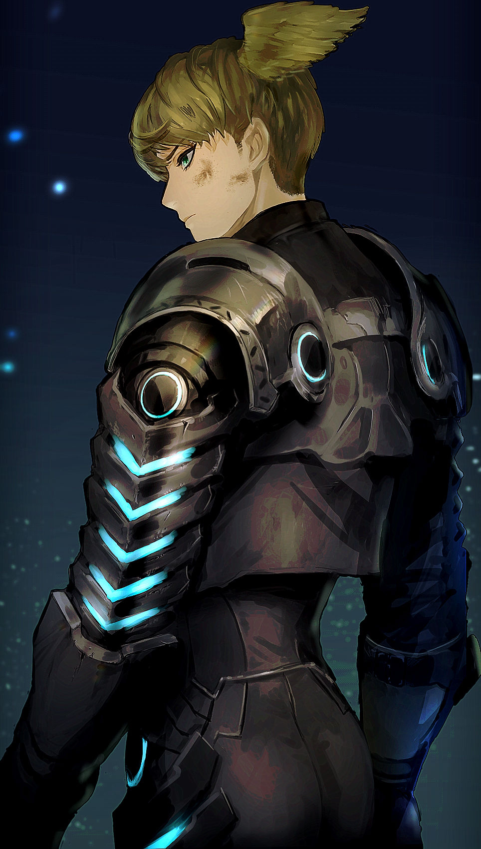 1boy armor blonde_hair dirty dirty_face gauntlets head_wings highres ruo_candyyyy short_hair shoulder_armor solo vest wings xenoblade_chronicles_(series) xenoblade_chronicles_3 zeon_(xenoblade)