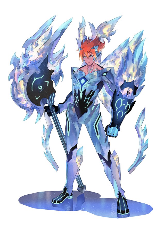 1boy armor full_body iwamoto_minoru looking_at_viewer male_focus nintendo official_art red_hair short_hair simple_background smile solo spiked_hair weapon white_background xenoblade_chronicles_(series) xenoblade_chronicles_2 xenoblade_chronicles_(series) xenoblade_chronicles_2