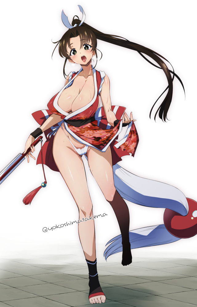 1girl breasts fatal_fury large_breasts long_hair ponytail shiranui_mai solo