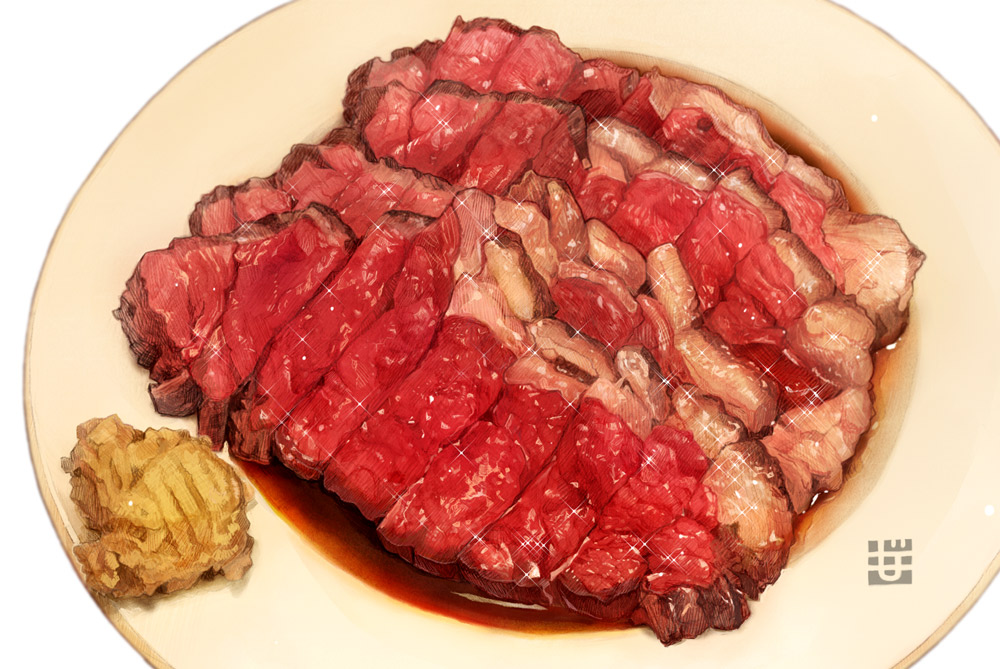 beef food food_focus meat momiji_mao no_humans original plate steak