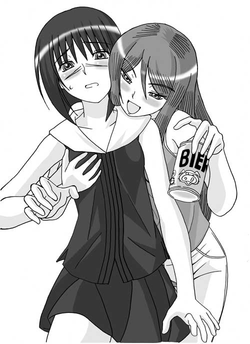 00s breasts busou_renkin grabbing_another&#039;s_breast groping monochrome mutou_mahiro scar sketch tsumura_tokiko