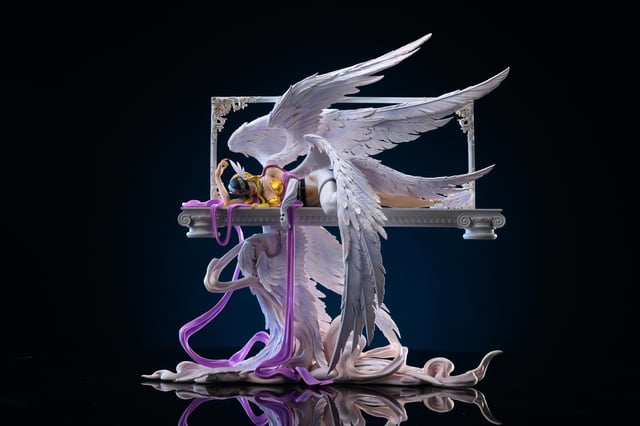 1girl angel angel_girl angewomon digimon digimon_(creature) figure head_wings long_hair mask photo_(medium) solo wings