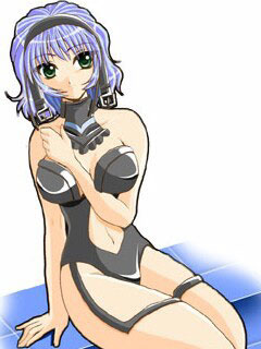 1girl aqua_centolm arm_between_breasts banpresto between_breasts blunt_bangs breasts female_focus green_eyes hairband leotard lowres midriff navel qvga revealing_clothes short_hair silver_hair simple_background sitting solo stomach super_robot_wars super_robot_wars_mx thigh_strap white_background