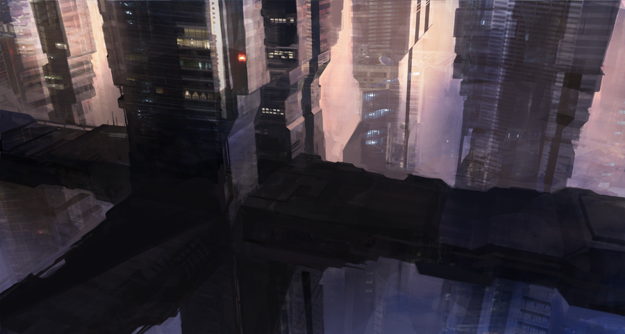 bad_id bad_pixiv_id city cityscape cyberpunk original realistic scenery science_fiction seafh