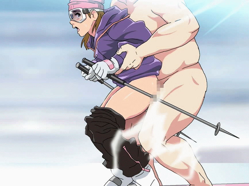 nighthawk (circle), stopping!!! (series), stopping!!! 10 honoo no athlete  hen, animated, animated gif, 1boy, 1girl, beanie, censored, clothed female  nude male, clothes pull, doggystyle, gloves, hat, hetero, leaning forward,  looking back, mosaic