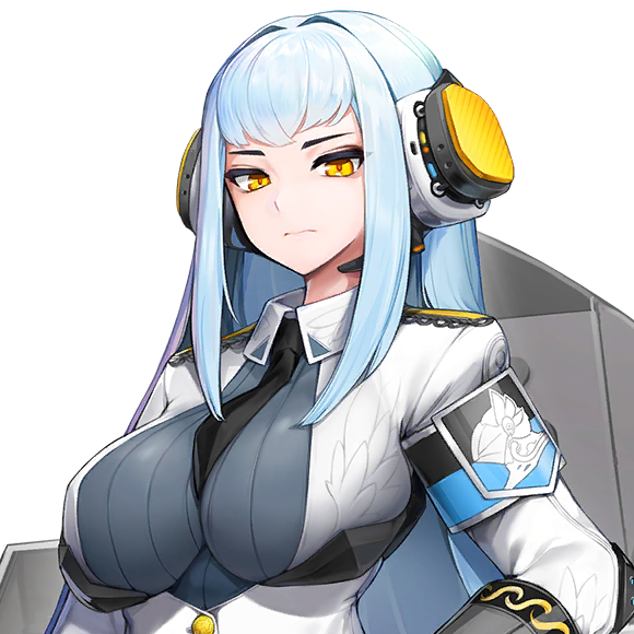 1girl armband between_breasts black_necktie blue_hair blunt_bangs bracer breasts bumcha closed_mouth epaulettes eyelashes female_focus game_cg hair_over_breasts headset high_collar hraesvelgr_(last_origin) large_breasts last_origin light_blue_hair long_hair looking_at_viewer military_uniform necktie necktie_between_breasts official_art sidelocks tight_clothes transparent_background upper_body yellow_eyes