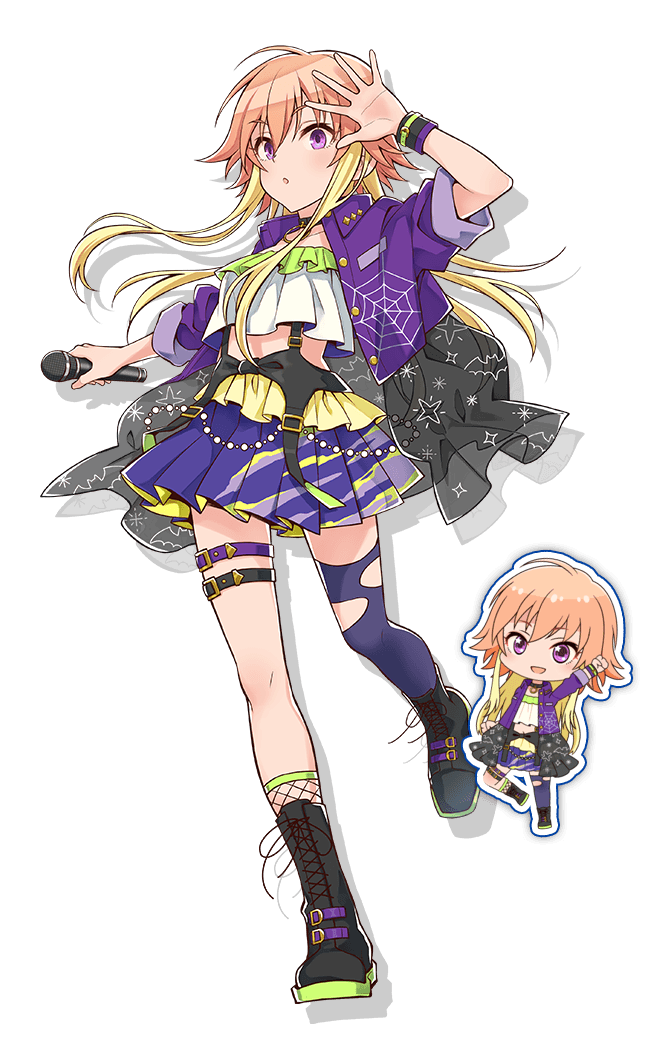 chibi idolmaster idolmaster_cinderella_girls idolmaster_poplinks ninomiya_asuka official_art orange_hair purple_eyes transparent_background