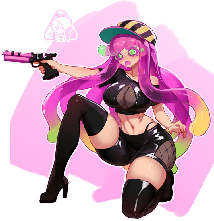 1girl alternate_costume breasts harmony_(splatoon) hat large_breasts little_blood splatoon_(series) splatoon_2 tentacle_hair