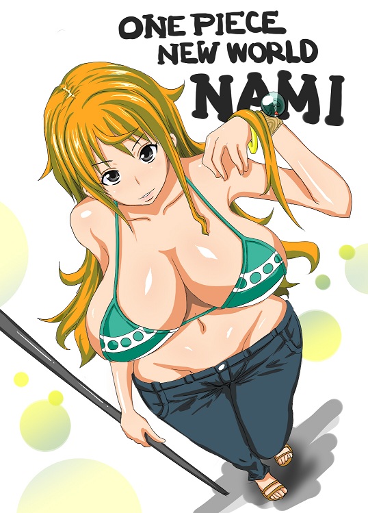 1girl breasts huge_breasts nami_(one_piece) one_piece orange_hair poyonken