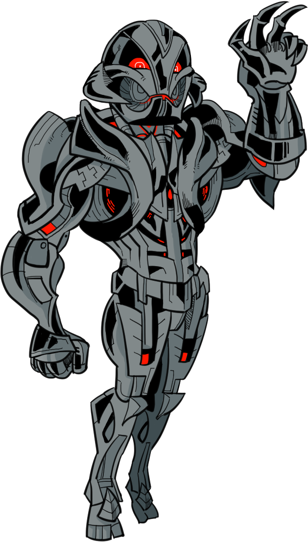 artist_request avengers:_age_of_ultron avengers_(series) claws glowing glowing_eyes looking_at_viewer marvel marvel_cinematic_universe red_eyes robot simple_background ultron white_background