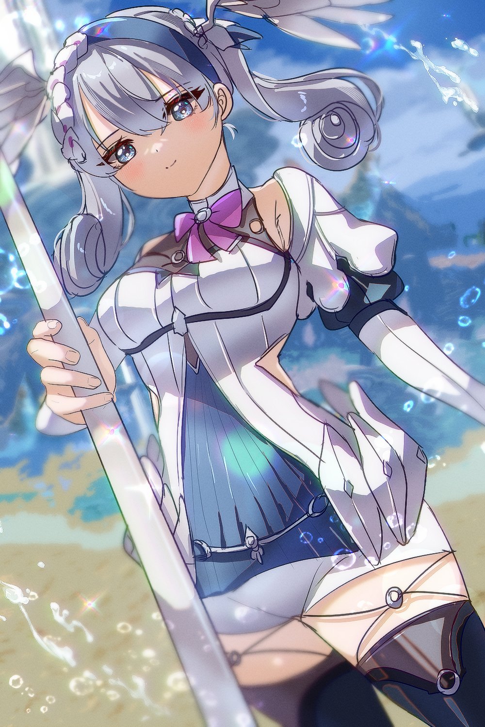 1girl blue_eyes highres melia_antiqua solo staff xenoblade_chronicles:_future_connected xenoblade_chronicles_(series) xenoblade_chronicles_1 zer00han