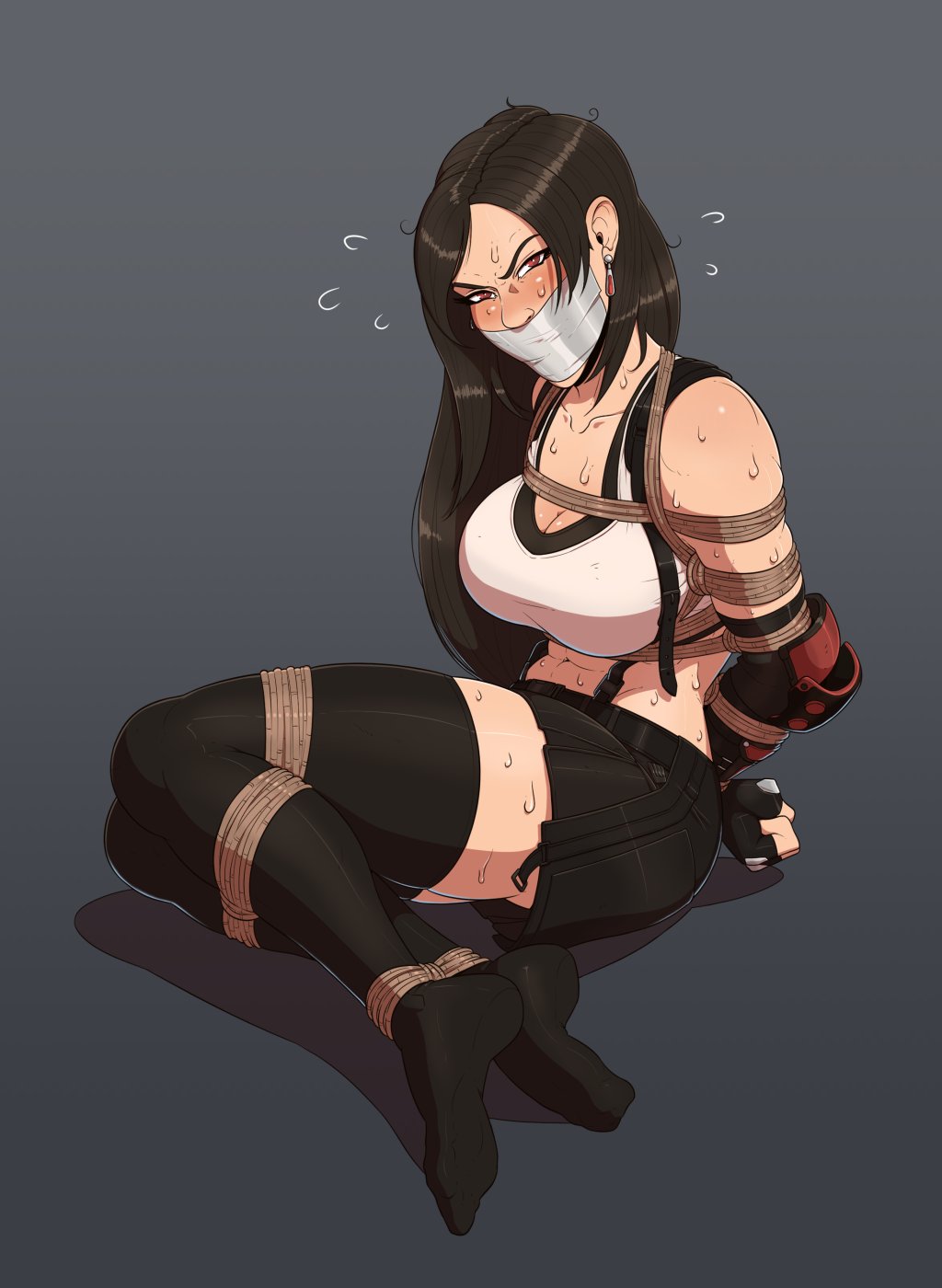 tifa lockhart, final fantasy, highres, 1girl, bdsm, bondage, bound, solo -  Image View - | Gelbooru - Free Anime and Hentai Gallery