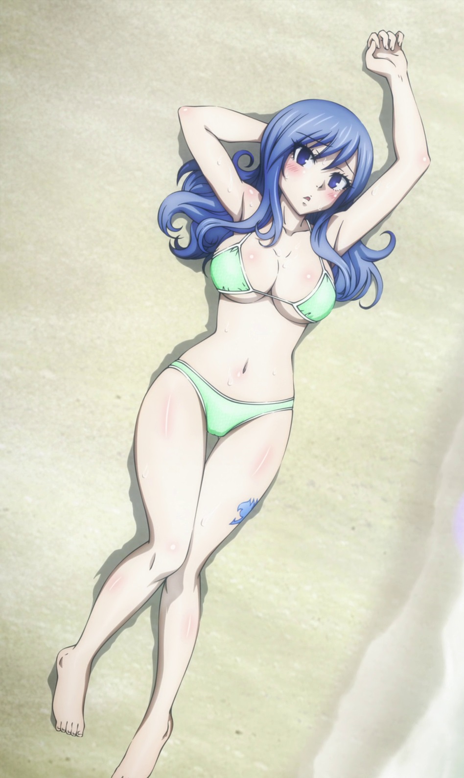 Juvia Lockser Fairy Tail Thighs Together Artist Request Highres 1girl Arm Above Head Arm