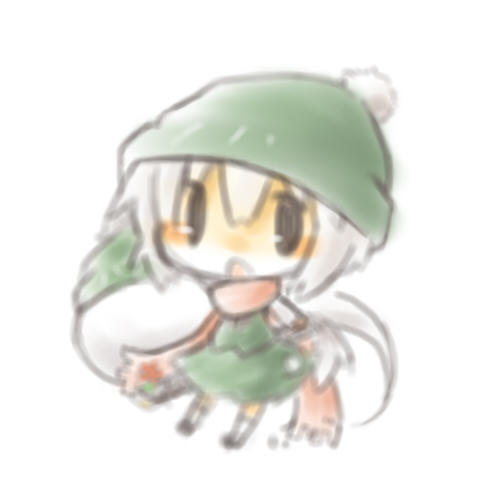 1girl black_eyes blush chibi hat katana konpaku_youmu konpaku_youmu_(ghost) lowres open_mouth scarf shimamura_youmu_(unadare) short_hair silver_hair sword touhou weapon yasiro