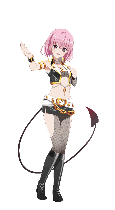 10s 1girl belt buckle demon_tail female_focus full_body heart heart-shaped_buckle heart_belt looking_at_viewer midriff miniskirt momo_velia_deviluke pink_eyes pink_hair short_hair skirt solo standing tail to_love-ru to_love-ru_darkness to_love-ru_darkness:_idol_revolution transparent_background