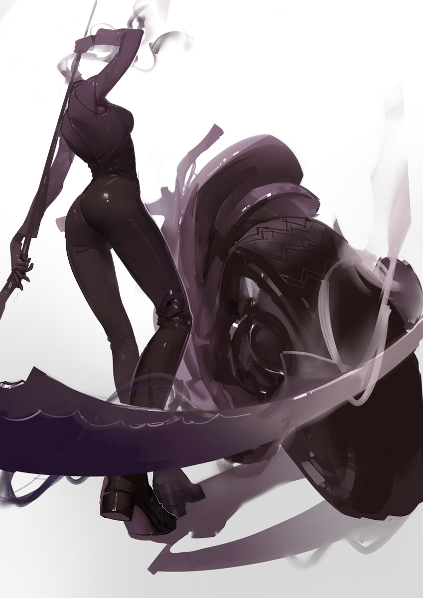 Ask Askzy Celty Sturluson Durarara Highres 1girl Arm Behind Back Ass Biker Clothes