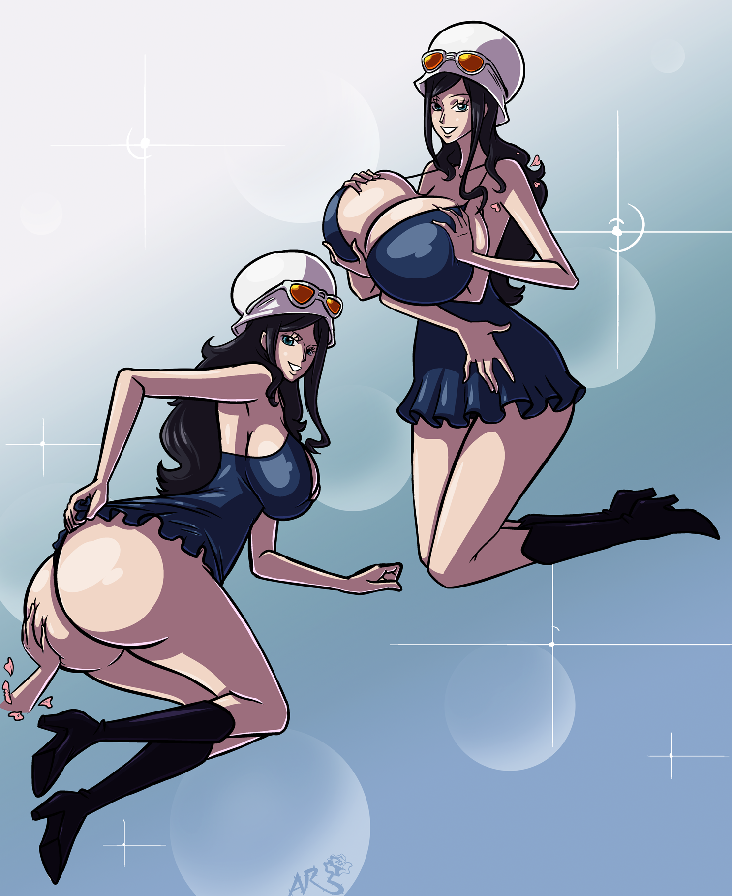Axel Rosered Nico Robin One Piece Highres Tagme 1girl Ass Black